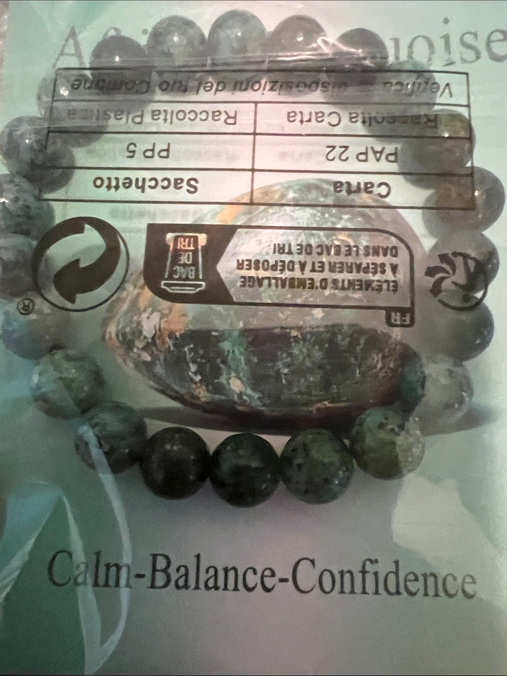 #2342**Unisex’s African Turquoise Beaded Bracelet - Green Turquoise Tones - Picture 5 of 17